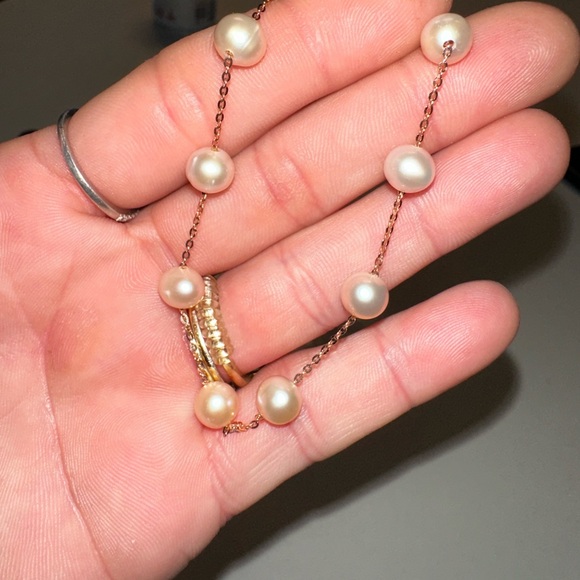 New Effy 14K Tin Cup Pearl Bracelet 14K Rose Gold Genuine Pink Pearl Bracelet - Picture 9 of 9